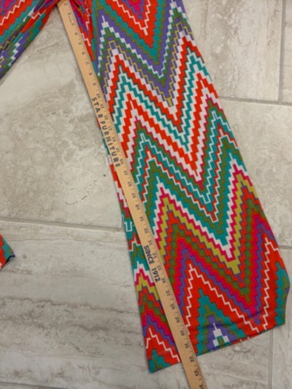 NWT Rock 47 Wrangler Wide Leg Multicolor Chevron Palazzo Pants Sz Med Hippie 70s - Picture 8 of 9